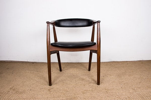 Danish Desk Chair in Teak and Skai Model 213 by Thomas Harlev, 1960s-EMB-2026813