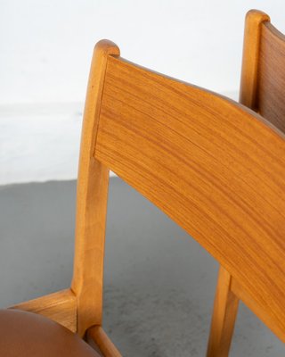 Danish Dining Chairs in Beech and Brown Leatherette, 1970s, Set of 6-DIP-2042010