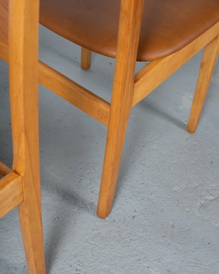 Danish Dining Chairs in Beech and Brown Leatherette, 1970s, Set of 6-DIP-2042010