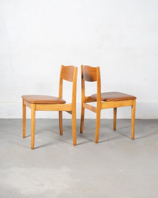 Danish Dining Chairs in Beech and Brown Leatherette, 1970s, Set of 6-DIP-2042010