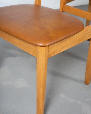 Danish Dining Chairs in Beech and Brown Leatherette, 1970s, Set of 6-DIP-2042010