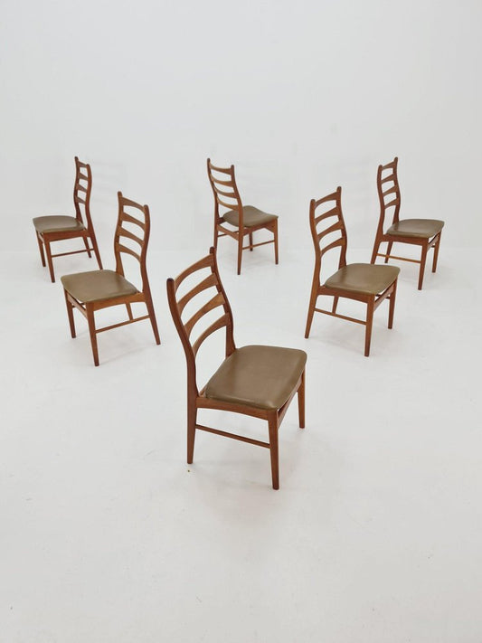 Danish Dining Chairs in Teak with Leather Seats by Viborg Stolfabrik 1960s, Set of 6