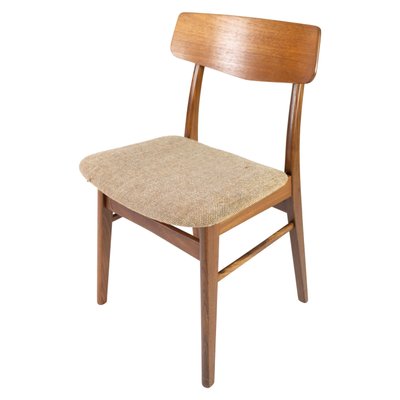 Danish Dining Room Chair in Teak and Light Fabric, 1960s-UY-942379