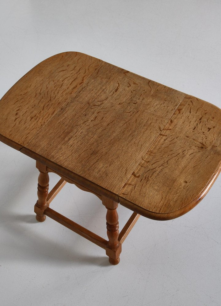 Danish Drop-Leaf Table in Quartersawn Oak by Henry Kjærnulf, 1960s