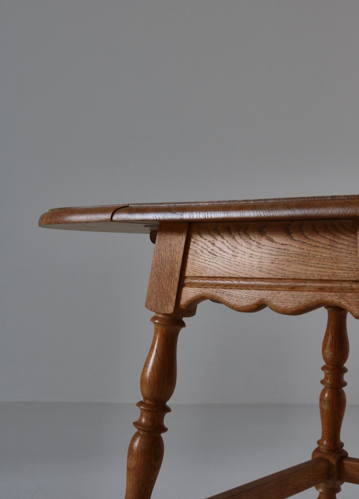 Danish Drop-Leaf Table in Quartersawn Oak by Henry Kjærnulf, 1960s