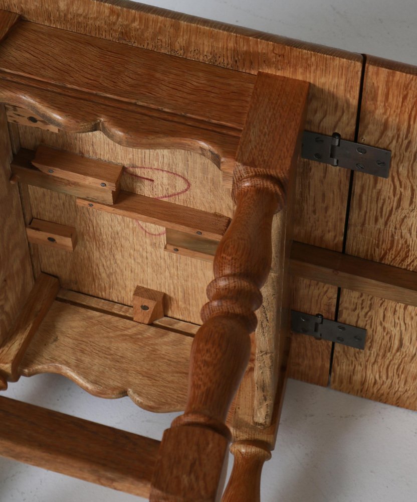 Danish Drop-Leaf Table in Quartersawn Oak by Henry Kjærnulf, 1960s