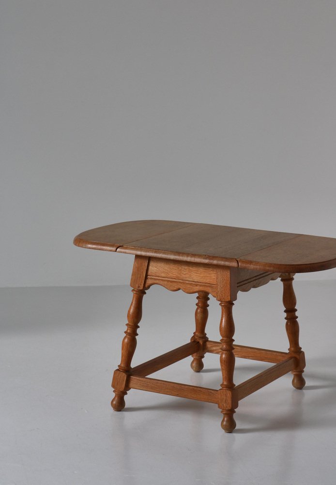 Danish Drop-Leaf Table in Quartersawn Oak by Henry Kjærnulf, 1960s