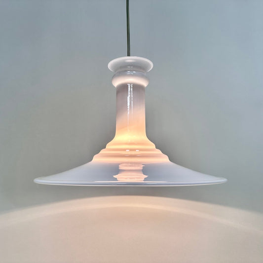 Danish Early Edition Model Mythos Opaline Glass Hanging Lamp by Michael Bang for Royal Copenhagen / Holmegaard, 1970s