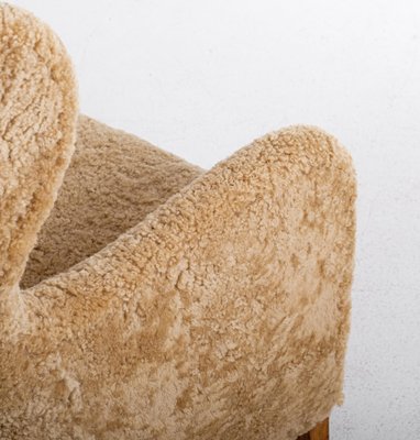 Danish Easy Chair in Sheepskin, 1940s-QU-1717455