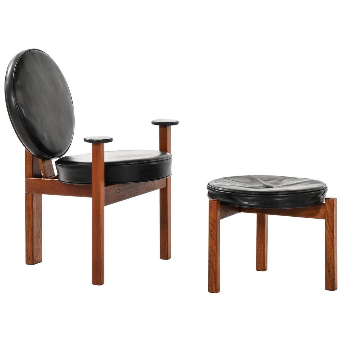 Danish Easy Chair with Stool by Bent Møller Jepsen for Sitamo Møbler, Set of 2