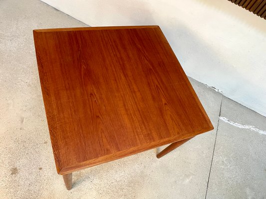 Danish Extendable Square Teak Dining Table with Curved Edges by Poul Hundevad for Hundevad & Co., 1960s-JP-1347652