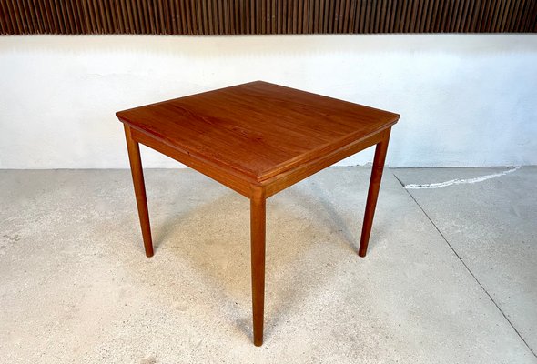 Danish Extendable Square Teak Dining Table with Curved Edges by Poul Hundevad for Hundevad & Co., 1960s-JP-1347652