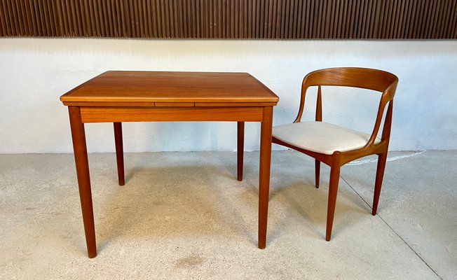 Danish Extendable Square Teak Dining Table with Curved Edges by Poul Hundevad for Hundevad & Co., 1960s-JP-1347652