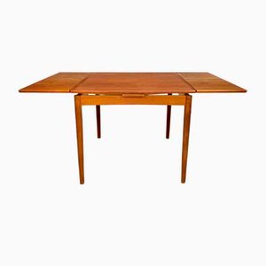 Danish Extendable Square Teak Dining Table with Curved Edges by Poul Hundevad for Hundevad & Co., 1960s-JP-1347652