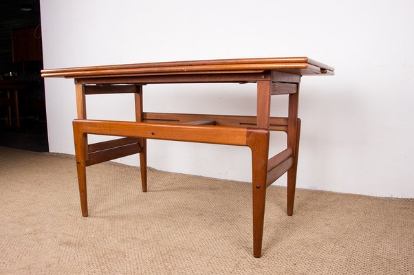 Danish Extendable Transformable Teak Dining Table, 1960s-EMB-1806338