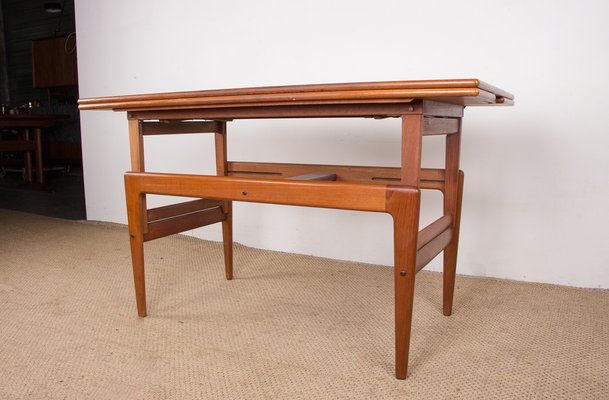 Danish Extendable Transformable Teak Dining Table, 1960s-EMB-1806338