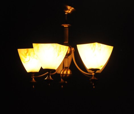 Danish Five-Arm Chandelier in Brass-KDW-1306223