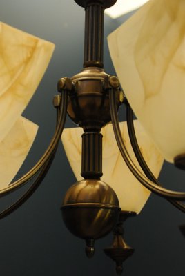 Danish Five-Arm Chandelier in Brass-KDW-1306223