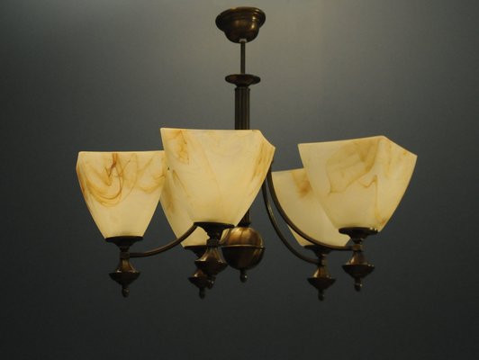 Danish Five-Arm Chandelier in Brass-KDW-1306223