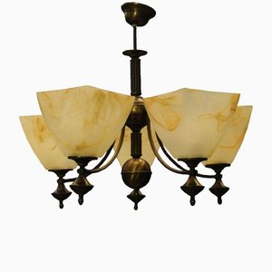 Danish Five-Arm Chandelier in Brass-KDW-1306223