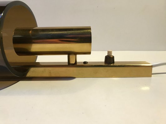 Danish Gilt Brass & Smoked Acrylic Glass Sconce from Hassel & Teudt, 1960s-LCR-860964