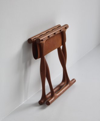 Danish Gold Hill Stool in Oak and Saddle Leather by Poul Hundevad, 1960s-WRF-999883