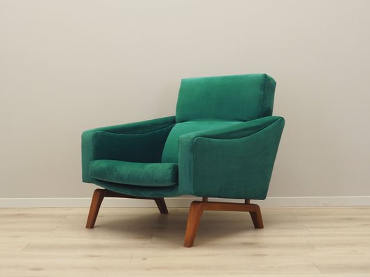 Danish Green Solid Wood Armchair, 1970s-VND-1285434