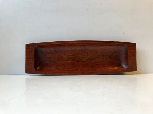 Danish Hand-Carved Oblong Tray in Teak, 1960s