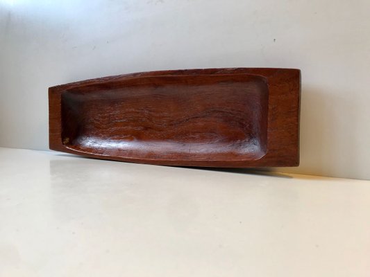 Danish Hand-Carved Oblong Tray in Teak, 1960s-LCR-742036