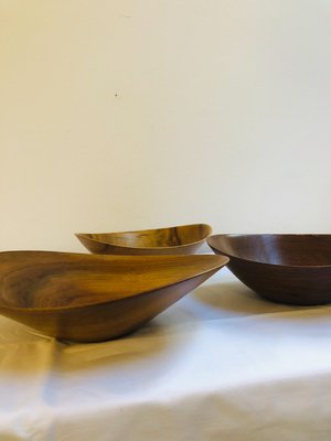 Danish Handmade Teak Bowls, 1960s, Set of 3-RZY-605879