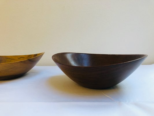 Danish Handmade Teak Bowls, 1960s, Set of 3-RZY-605879