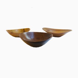 Danish Handmade Teak Bowls, 1960s, Set of 3-RZY-605879