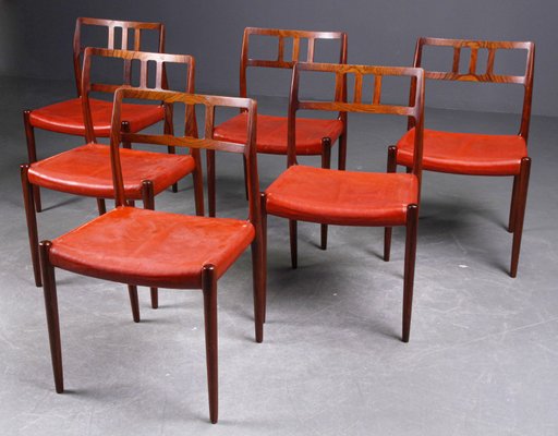 Danish Hardwood Dining Chairs Model 79 by Niels Otto (N. O.) Møller, Set of 6-AX-1186353