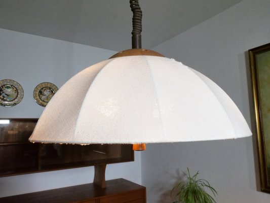 Danish Height-Adjustable Ceiling Lamp in Teak, 1970s-LVS-1754358