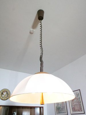 Danish Height-Adjustable Ceiling Lamp in Teak, 1970s-LVS-1754358