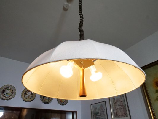 Danish Height-Adjustable Ceiling Lamp in Teak, 1970s-LVS-1754358