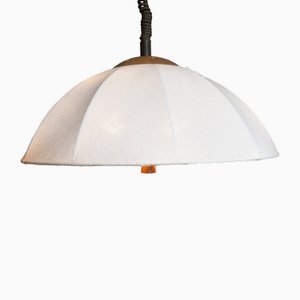 Danish Height-Adjustable Ceiling Lamp in Teak, 1970s-LVS-1754358