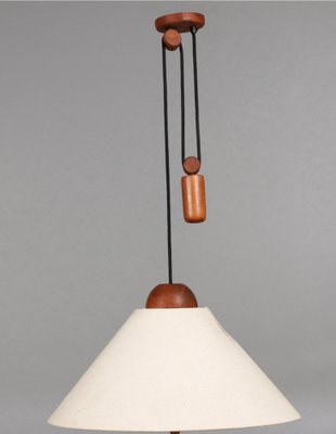 Danish height-Adjustable Teak Ceiling Lamp with Cable Train-QDP-1734424