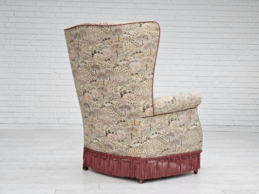 Danish High Back Armchair in Floral Multicolor Fabric, 1960s-TMW-1703572