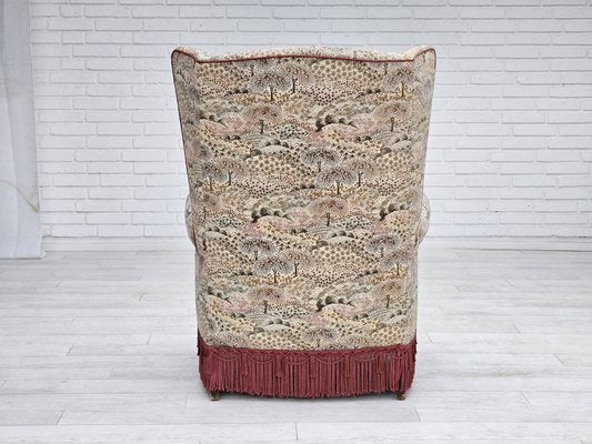 Danish High Back Armchair in Floral Multicolor Fabric, 1960s-TMW-1703572