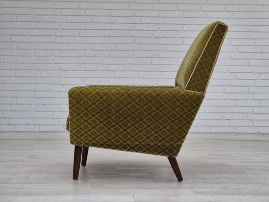 Danish Highback Armchair in Upholstery, Green Velour & Teak Wood by Georg Thams for Vejen Polstermøbelfabrik, 1970s-TMW-1814744