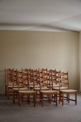 Danish Highback Dining Chairs in Oak by Henning Kjærnulf, 1960s, Set of 12-MXF-2020971