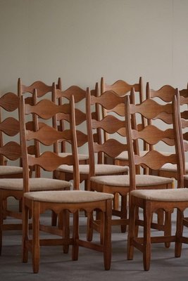 Danish Highback Dining Chairs in Oak by Henning Kjærnulf, 1960s, Set of 12-MXF-2020971