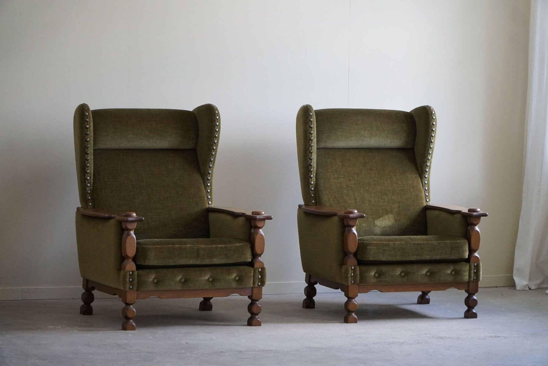 Danish Highback Lounge Chairs by Henning Kjærnulf, 1960, Set of 2