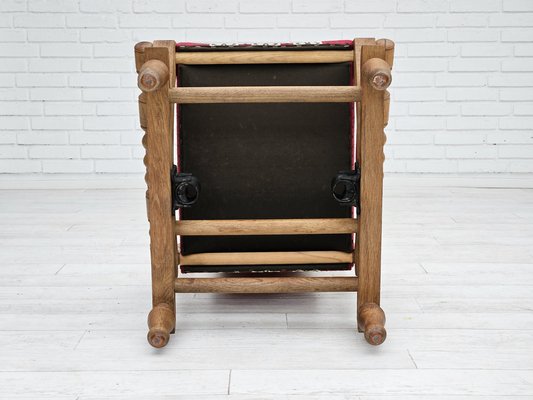 Danish Highback Rocking Chair in Wool & Oak, 1970s-TMW-1777200