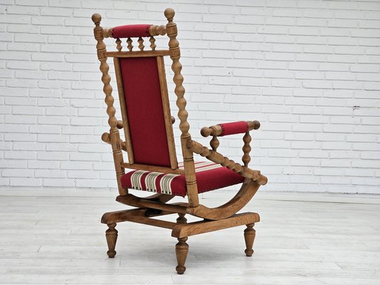 Danish Highback Rocking Chair in Wool & Oak, 1970s-TMW-1777200