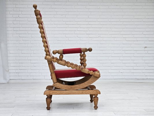 Danish Highback Rocking Chair in Wool & Oak, 1970s-TMW-1777200