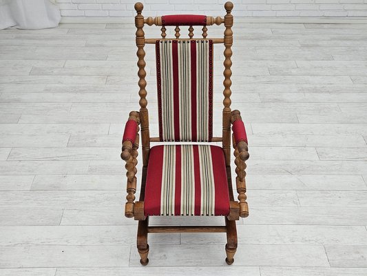 Danish Highback Rocking Chair in Wool & Oak, 1970s-TMW-1777200