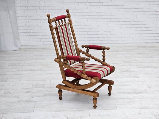 Danish Highback Rocking Chair in Wool & Oak, 1970s-TMW-1777200