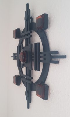 Danish Iron and Glass Wall Sculpture from Dantoft, 1960s-QDP-1417105